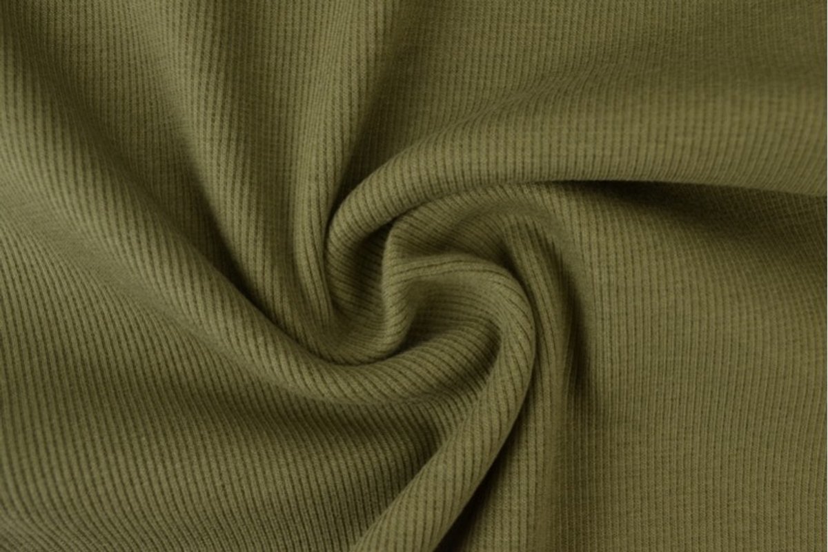 Rib boordstof - Donker mosgroen - 1 meter - Per meter - 60cm breed