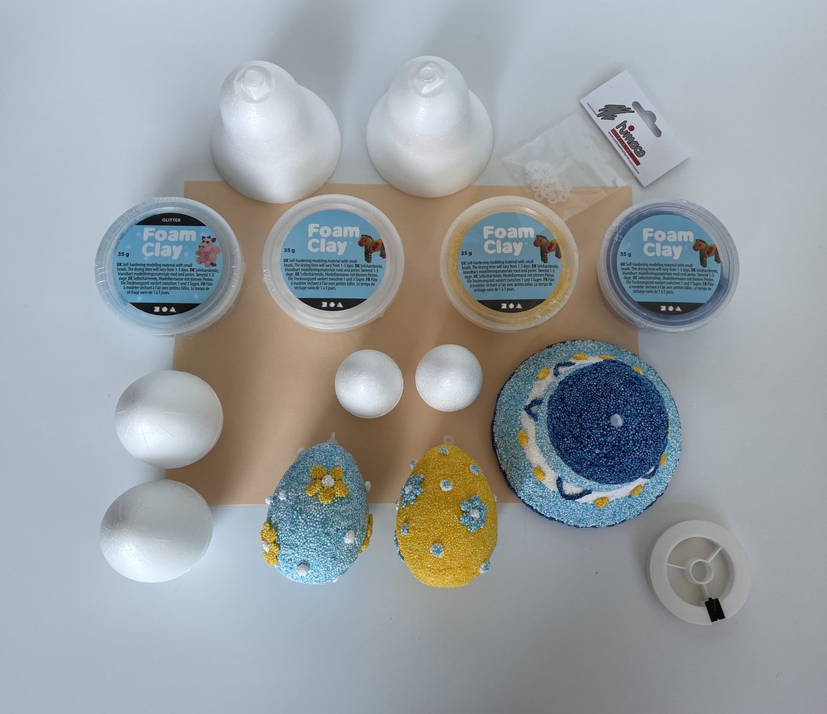 KNUTSELPAKKET FOAM CLAY PASEN EI + KLOK