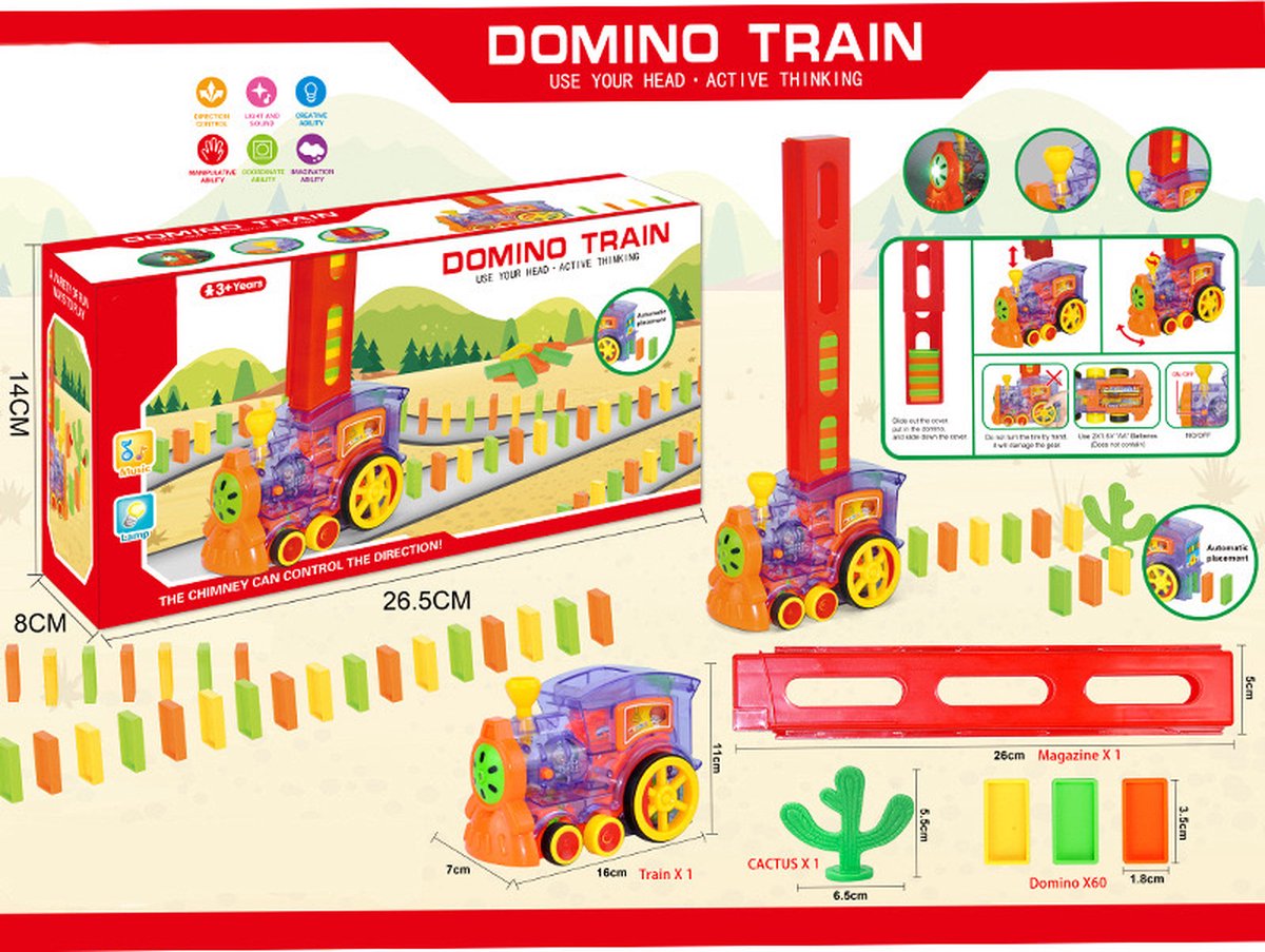 OodBlue-Domino Automatisch Domino Bouwen - Dominostenen - Speelgoed Trein met Licht voor kinderen