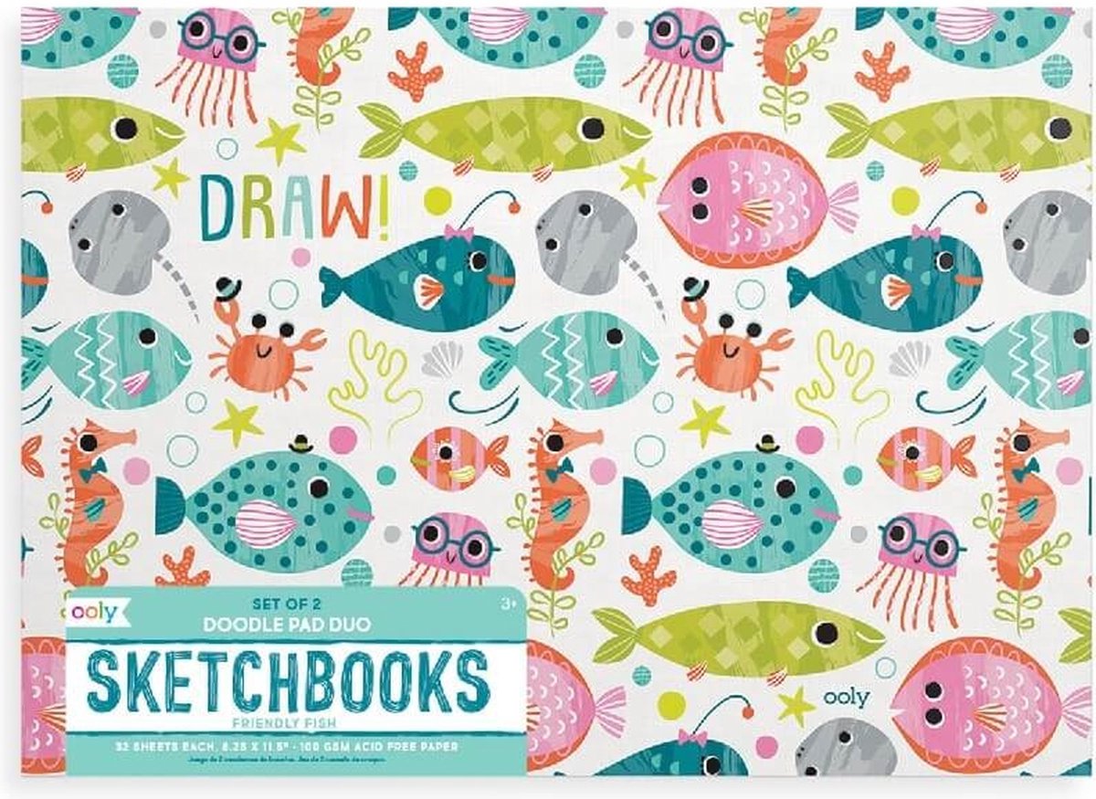 Ooly Doodle Pad Duo Schetsboekjes Vriendelijke Vis