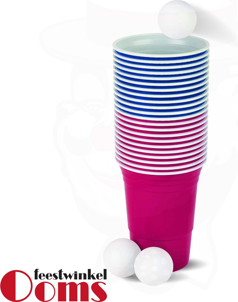 American Beer Pong Set Blauw/Roze