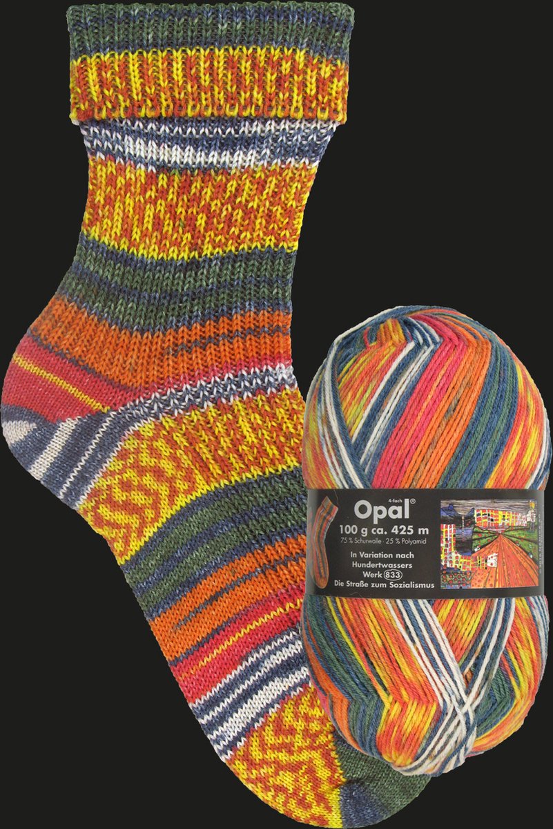 Opal Sokkenwol Hundertwasser 100 gram 1430 Die Straße zum sozialismus