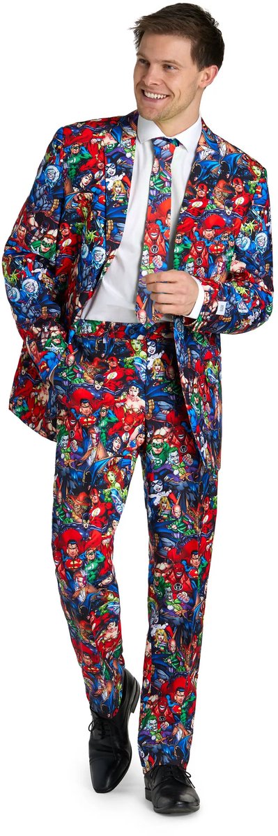 OppoSuits DC Heroes Herenpak - Mannen Kostuum - Officieel Warner Bros Pak - Verkleedkleding - Maat EU46