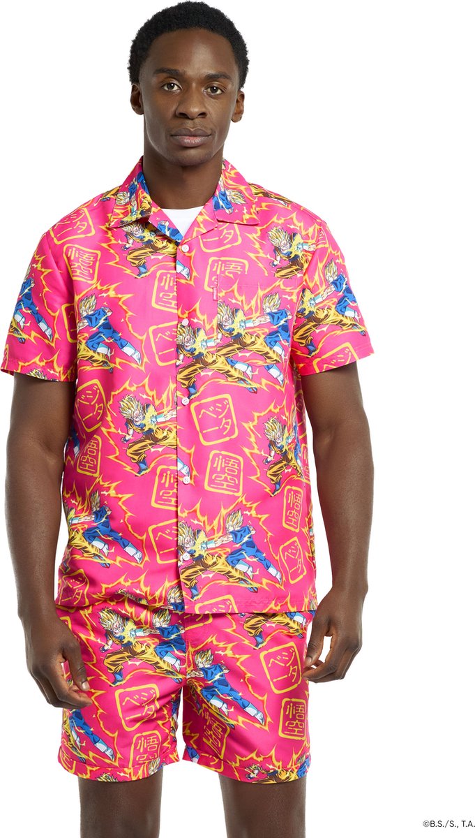 OppoSuits Dragon Ball Z - Goku vs Vegeta™ Zomer Set - Officieel Dragon Ball Z™ - Heren Zomer Set Festival - Carnavalskleding - Roze - M