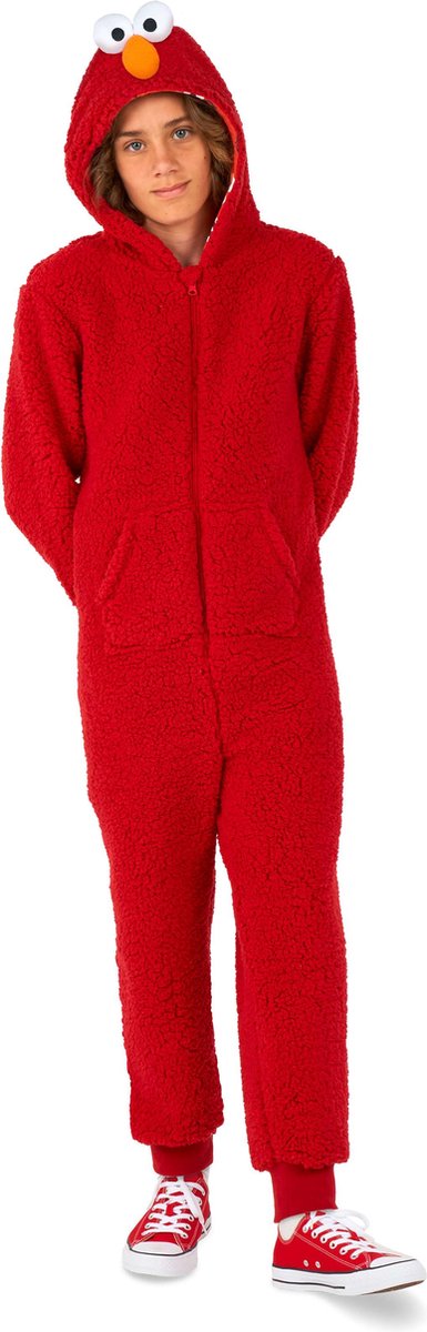 OppoSuits Elmo Kids Onesie - Sesamstraat Huispak - Kinder Kleding voor Elmo Outfit - Carnaval - Rood - Maat: L - 134/140 - 146/152 - 10-12 Jaar