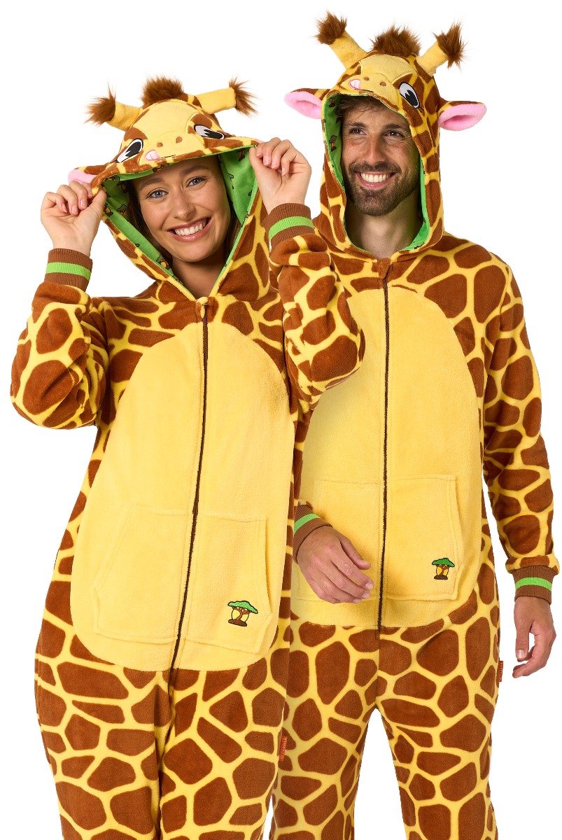 OppoSuits Giraffe Onesie - Unisex - Giraffe Fleece Jumpsuit - Carnavalskleding - Dieren Verkleedpak Voor Dames & Heren - Beige - M