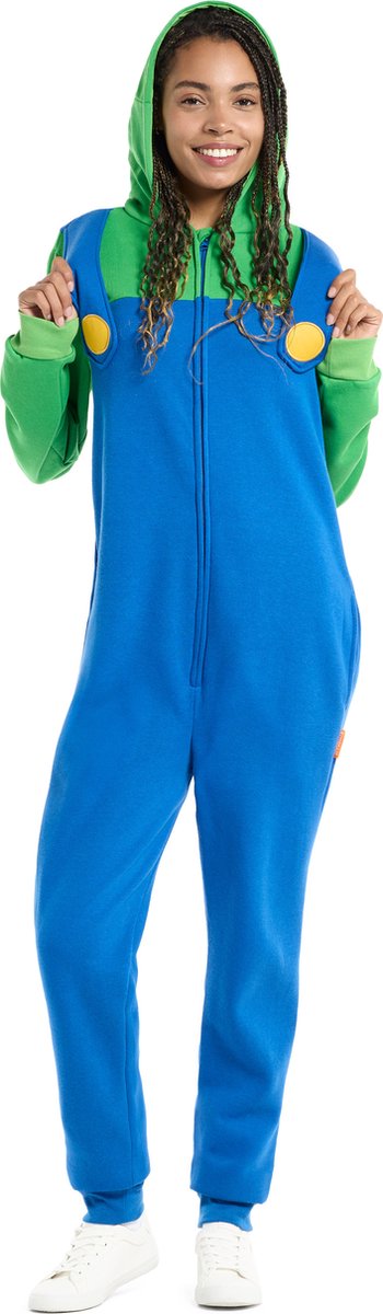 OppoSuits Luigi Onesie - Nintendo Jumpsuit - Kleding voor Luigi Outfit - Thema Huispak - Carnavalskleding - Blauw - Maat: S