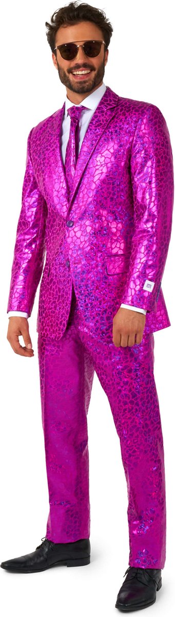 OppoSuits Peppy Pink - Heren Pak - Kostuum - Pride - Carnavalskleding - Roze - Maat 54