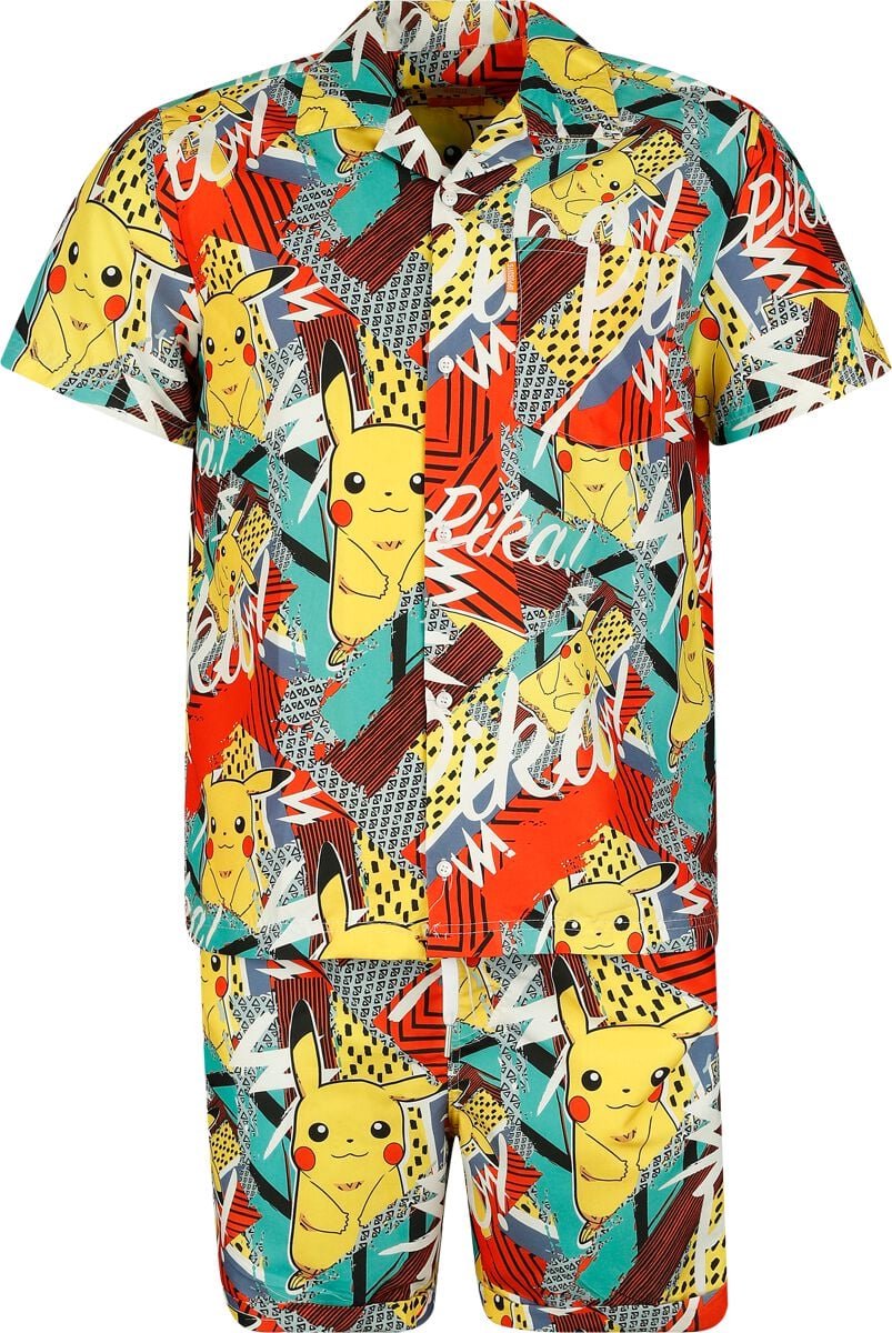 OppoSuits Pika Pikachu Summer Combo - Heren Zomer Set - Bevat Shirt En Shorts - Pokémon Zwem Kleding -Multi Color -Maat XL