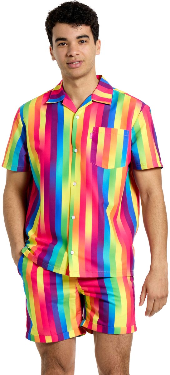 OppoSuits Rainbow Glaze - Zomer Set - Heren Short + Shirt - Carnaval - Festival - Maat XL