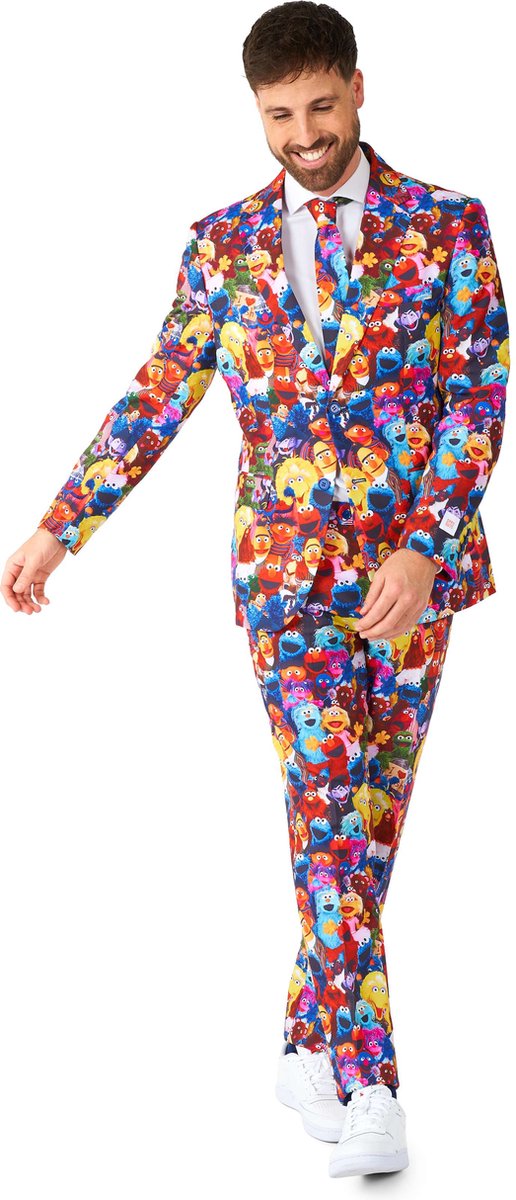 OppoSuits Sesame Street™ - Sesamstraat Pak - Heren Carnaval Kostuum - Inclusief Pantalon, Blazer en Stropdas - Carnavalskleding - Multi Color - Maat: EU 62