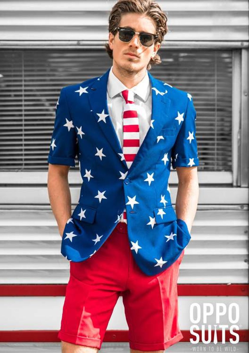 OppoSuits Summer Stars and Stripes - Kostuum - Maat 54