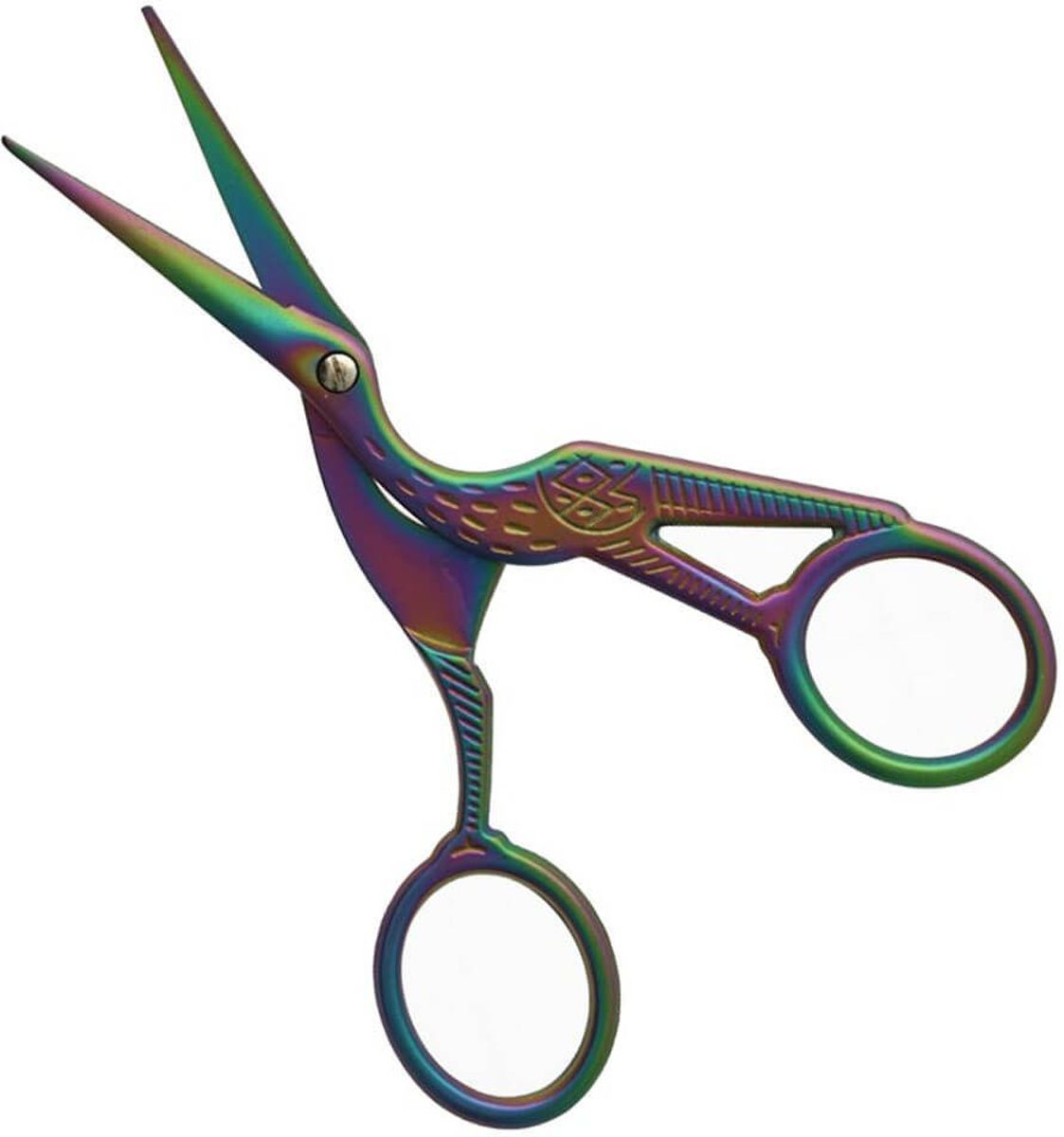 Borduurschaar ooievaar Regenboog 11,5 cm.