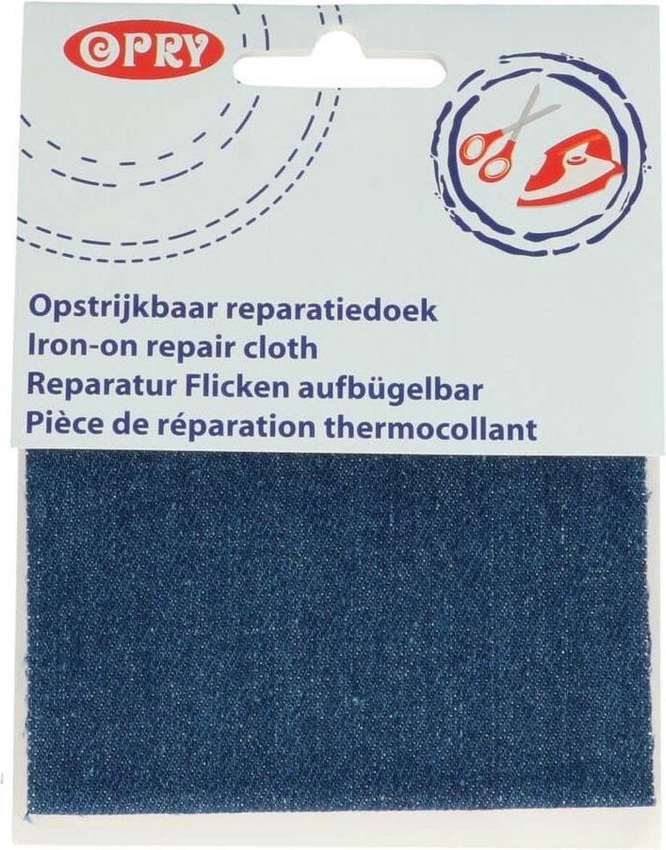OPRY REPARATIEDOEK JEANS OPSTRIJKBAAR 10X40CM M.BLAUW