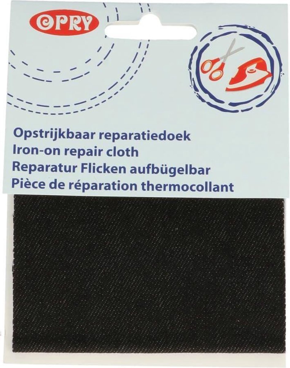 OPRY REPARATIEDOEK JEANS OPSTRIJKBAAR 10X40CM ZWART