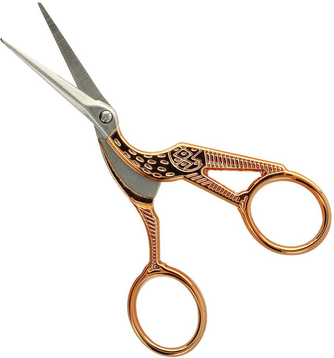 Opry borduurschaar ooievaar 11,5 cm rosegoud