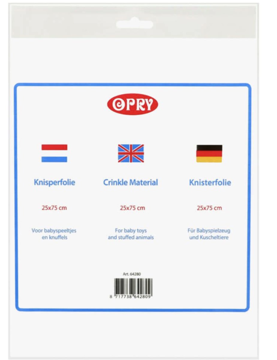 Opry knisperfolie voor knuffels