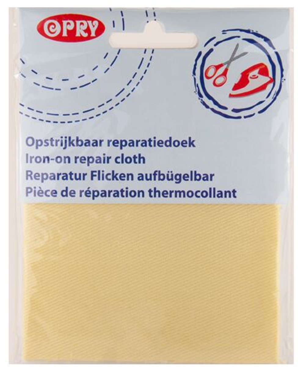 Opry opstrijkbaar reparatiedoek geel 10 x 40 cm