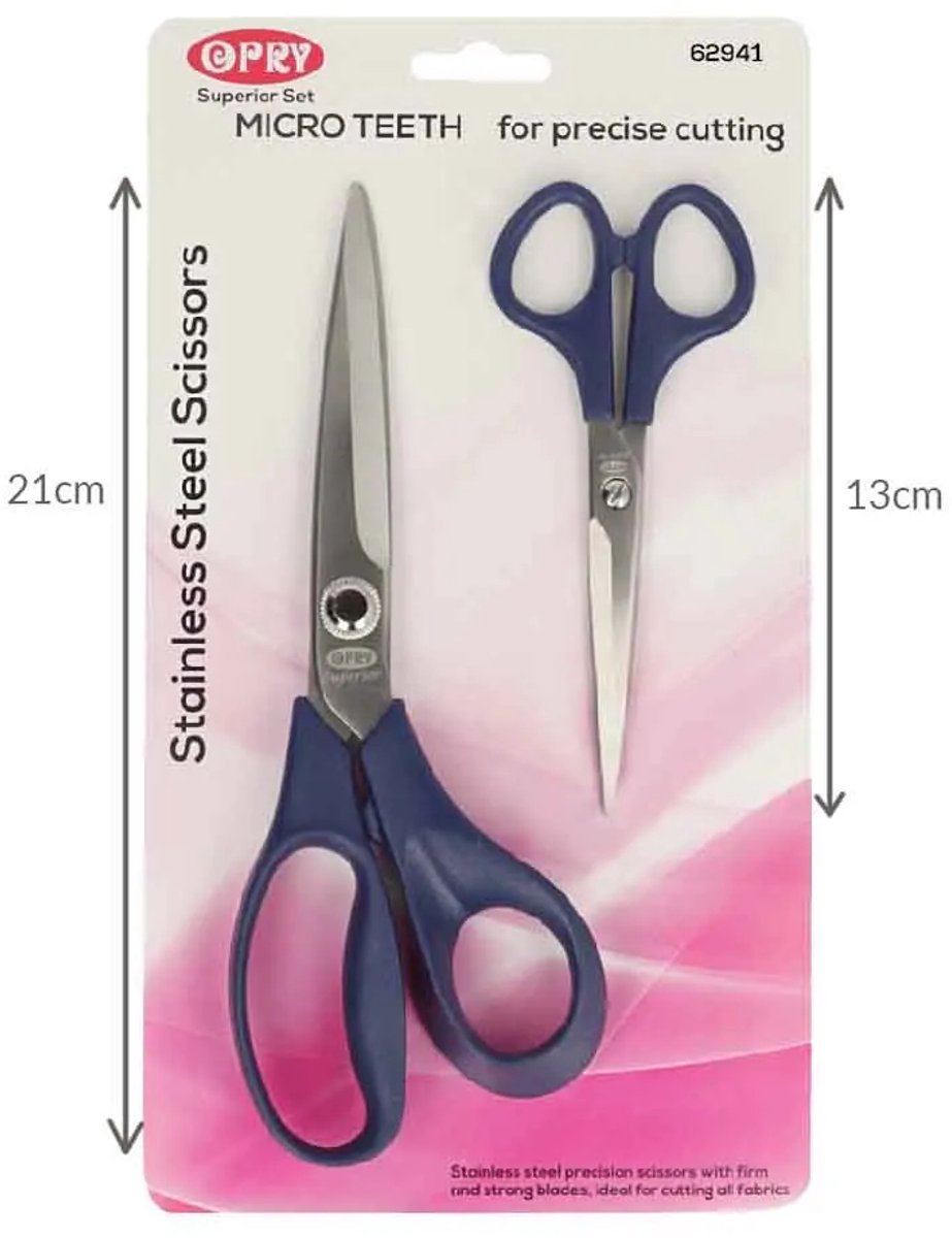 Opry stofschaar 21 cm. en kleine schaar van 13 cm. nummer 62941