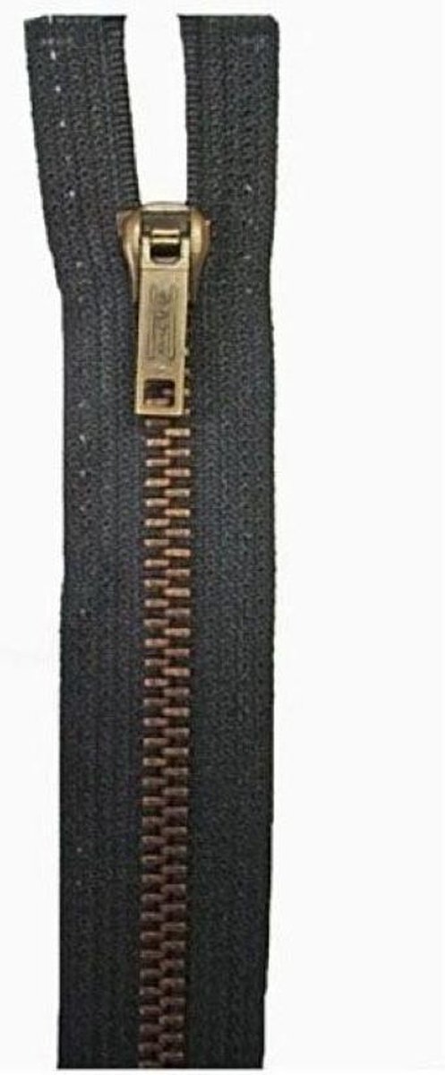 Opti Rits, Zwart, Deelbaar met kopertandjes, 80cm, per stuk.
