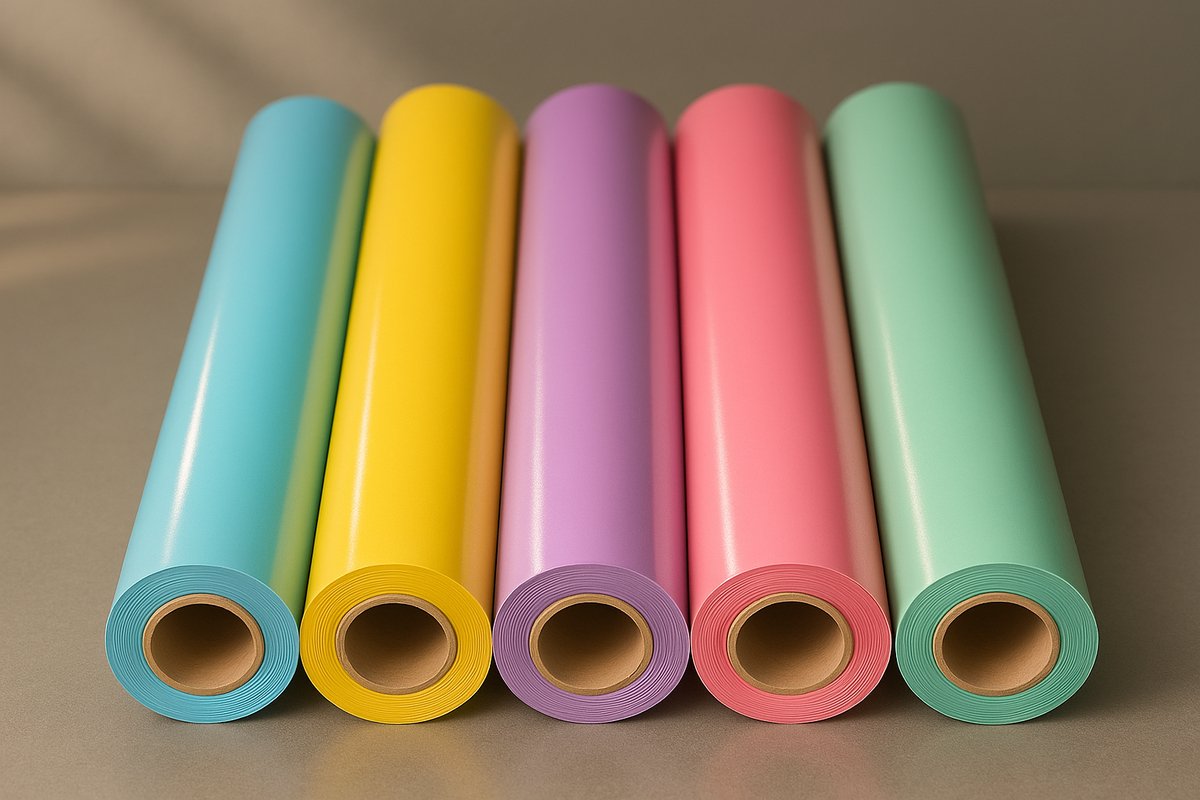 Vinyl Pakket Glans – 5 Rollen 30,5x5m(Blauw,Geel,Lila,Roze,Mint) – Geschikt voor Cricut, Loklik, Brother & Silhouette Cameo – Flexibel & Duurzaam