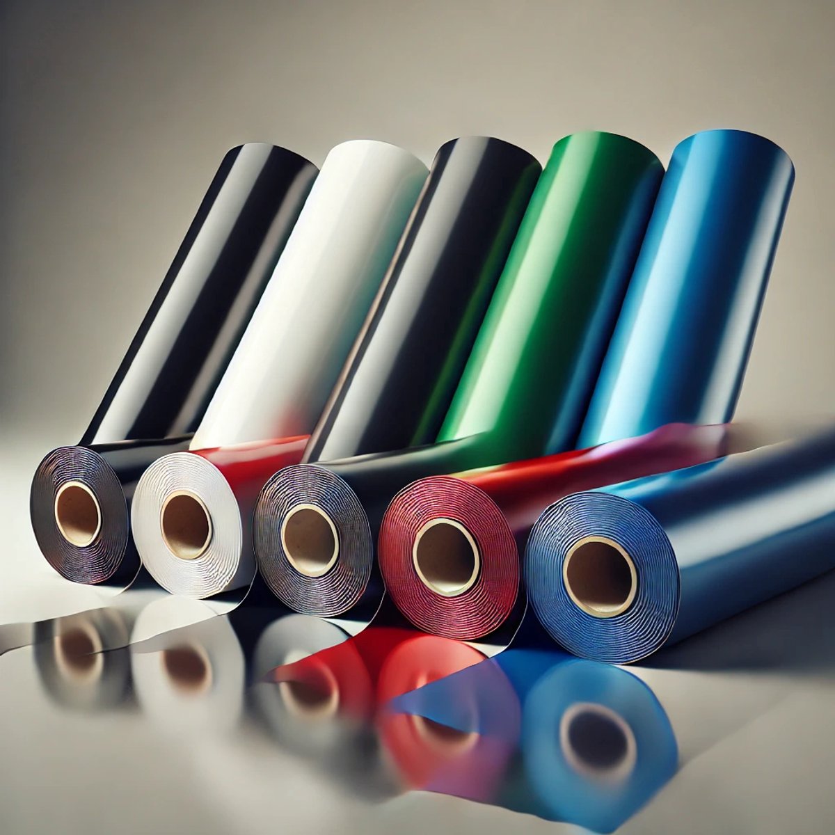 Vinyl Pakket Glans – 5 Rollen 30,5x5m (Wit, Zwart,Blauw,Rood en Groen) – Geschikt voor Cricut, Loklik, Brother & Silhouette Cameo – Flexibel & Duurzaam