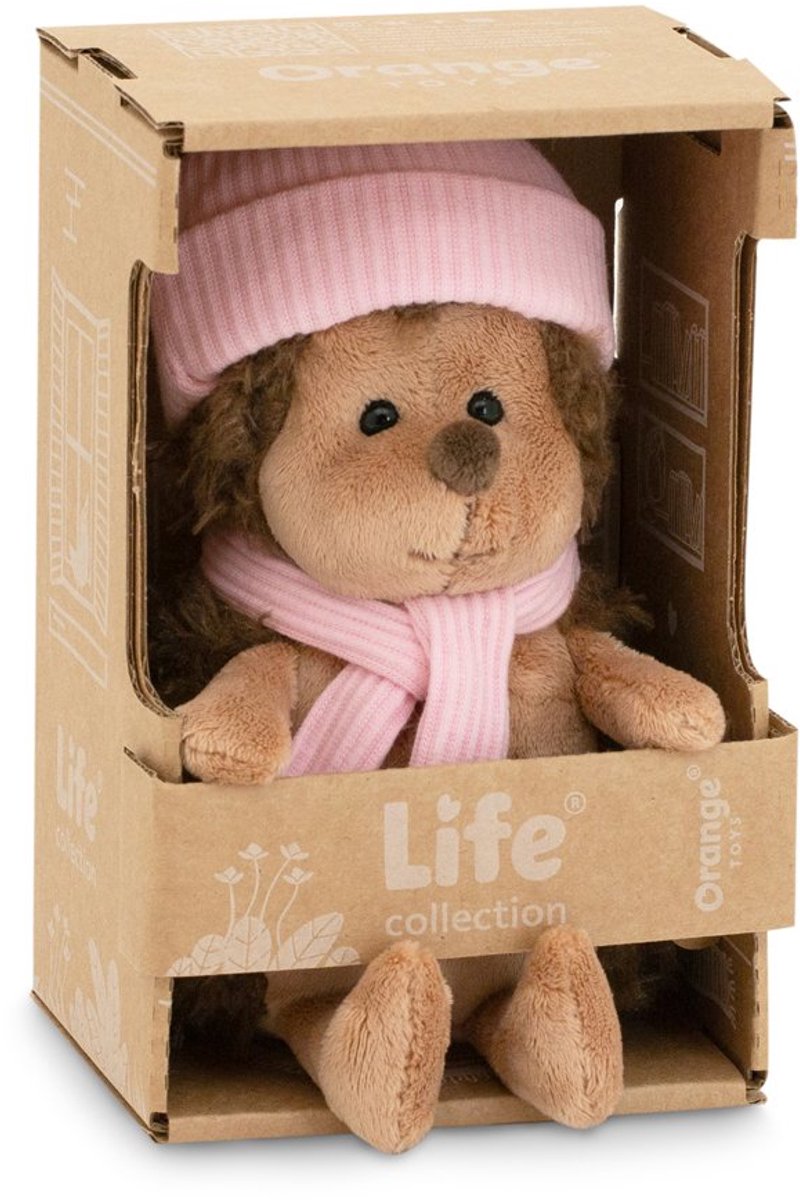 Orange Toys knuffel egel met roze muts - pluche speelgoed voor kinderen.
