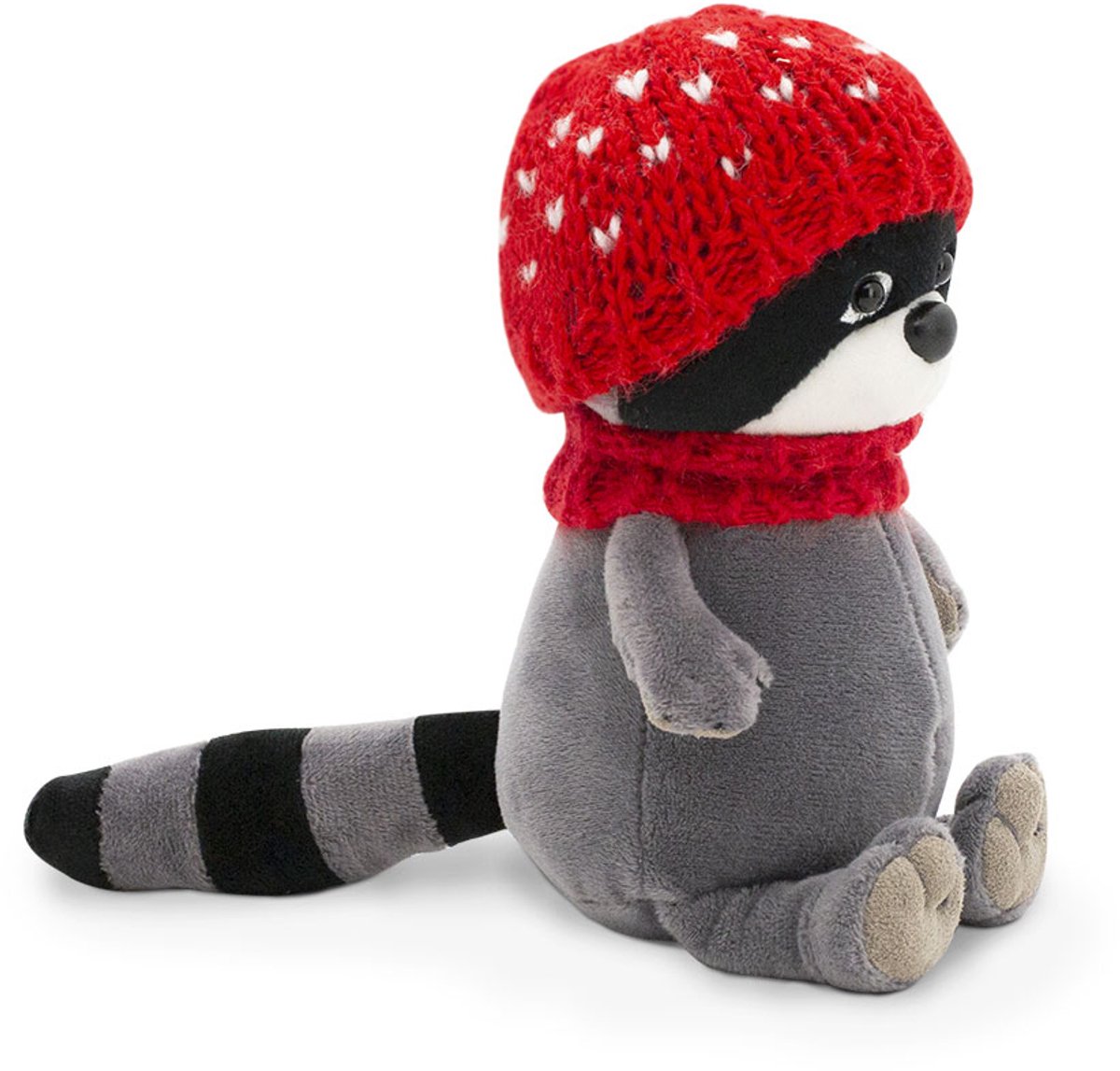 Orange Toys knuffel wasbeer met rode muts - pluche speelgoed.