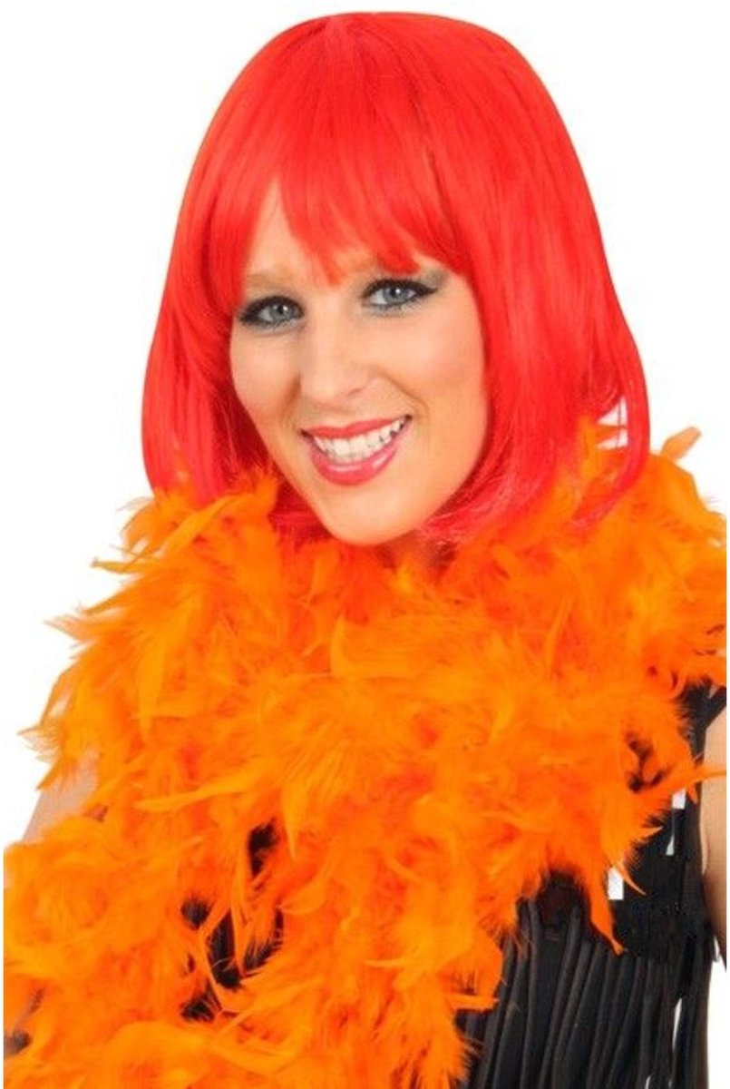 2x stuks oranje brandveilige verkleed veren boas180 cm - Carnaval of koningsdag accessoires voor dames