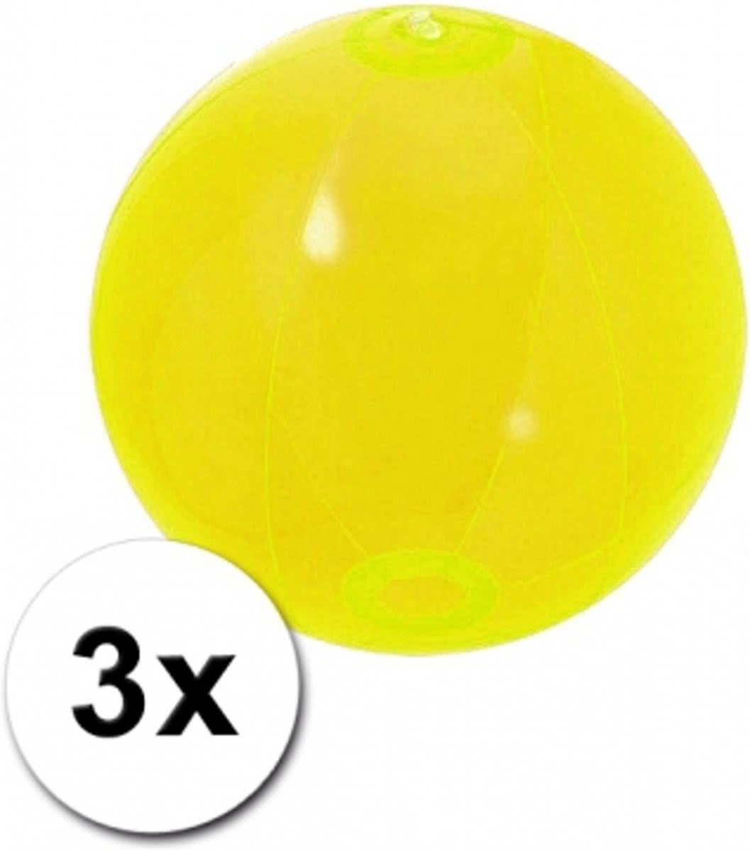 3 opblaasbare strandballen neon geel 30 cm