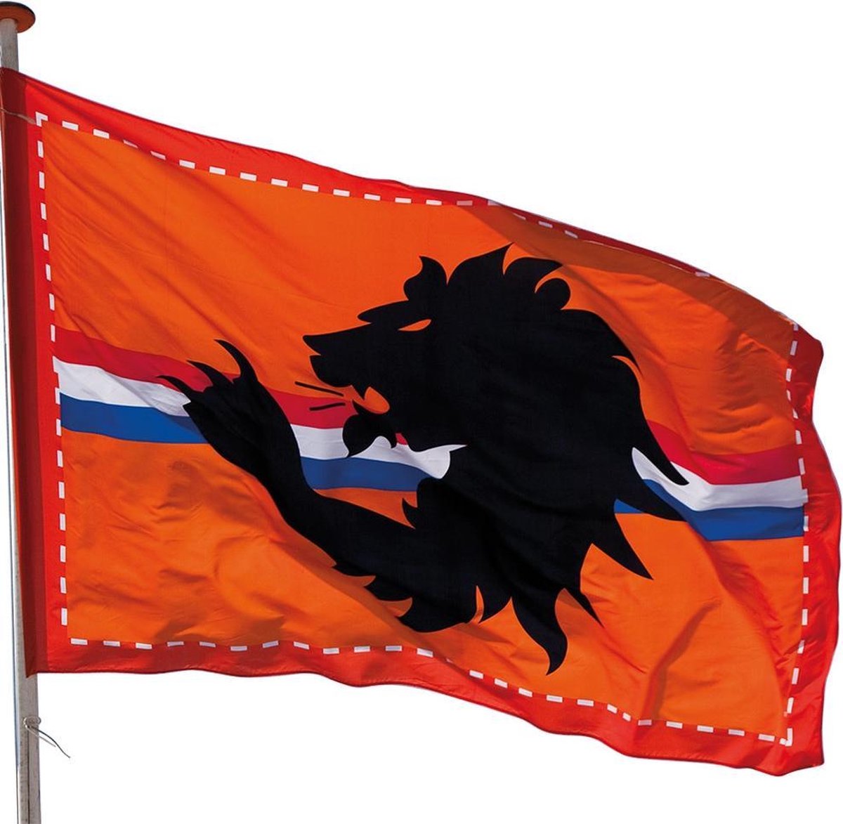 3x Mega oranje Holland stadion vlag met leeuw 300x200 cm - Oranje feest/ Ek/ Wk versiering/ straatversiering artikelen