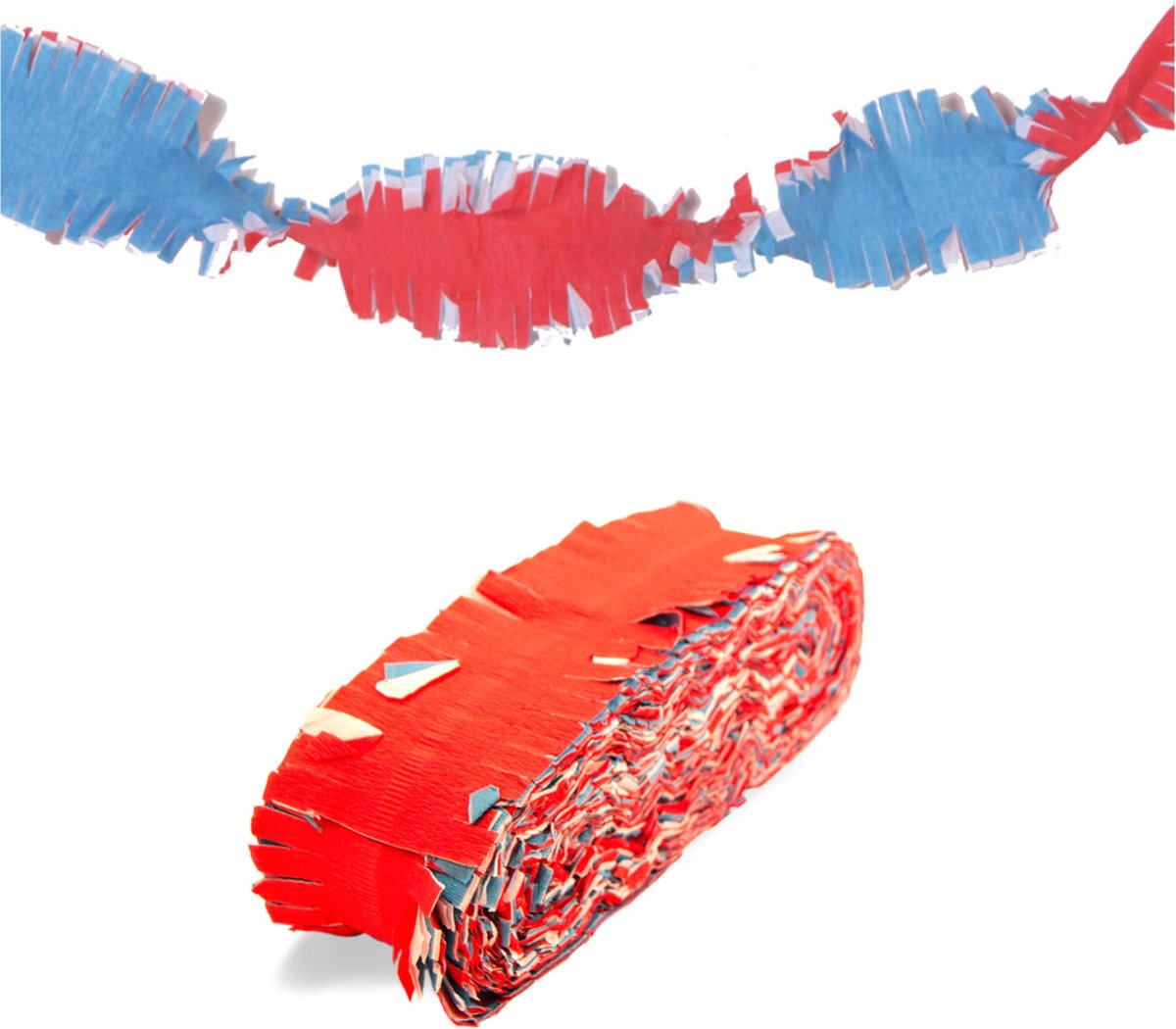 Set van 2x stuks rood-wit-blauwe versiering crepe-papier feestslingers van 24 meter - Holland/Nederland/USA