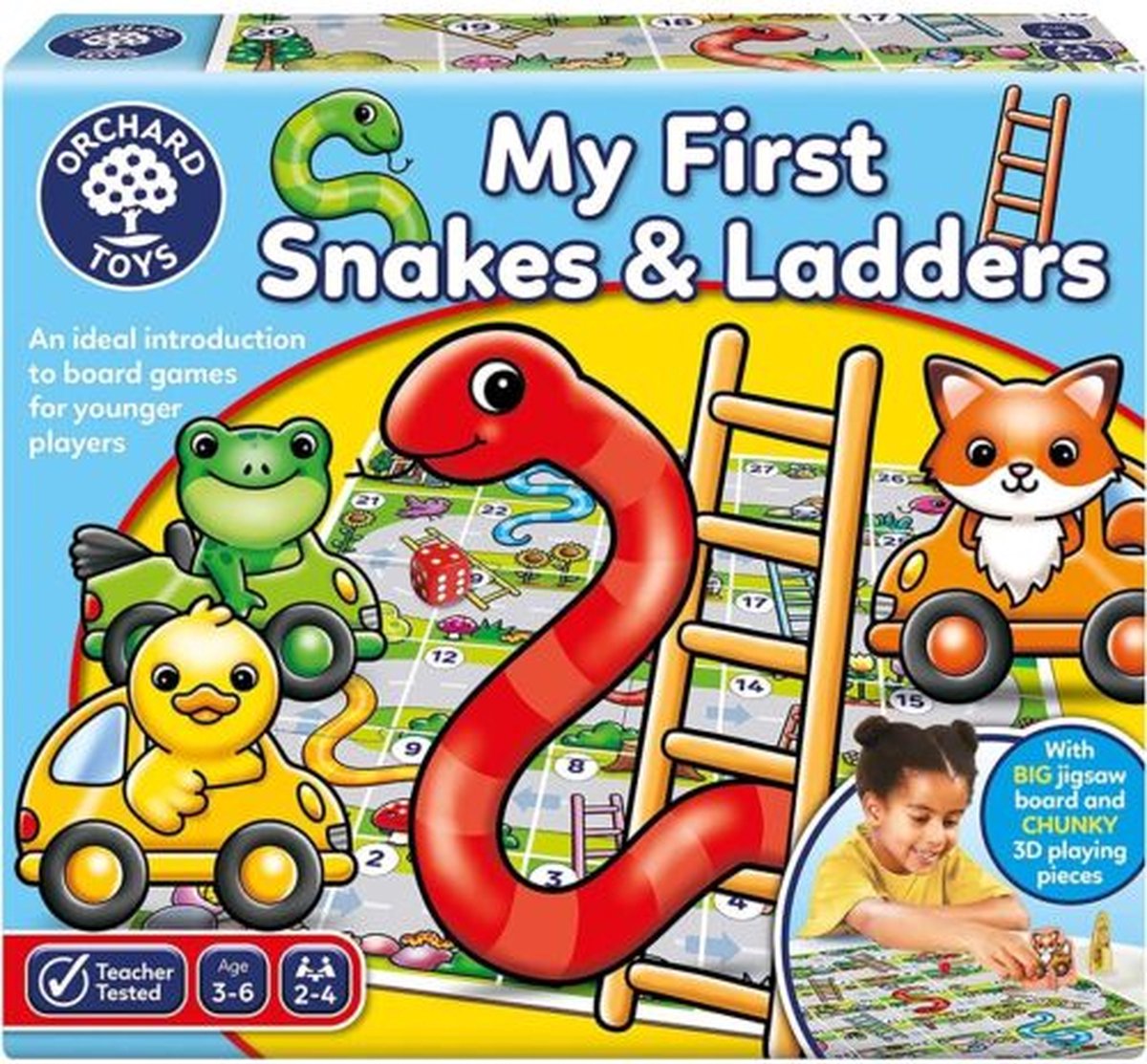 Orchard Toys - My First Snakes & Ladders - Slangen en ladder spel - Ontwikkel telvaardigheid - vanaf 3 jaar