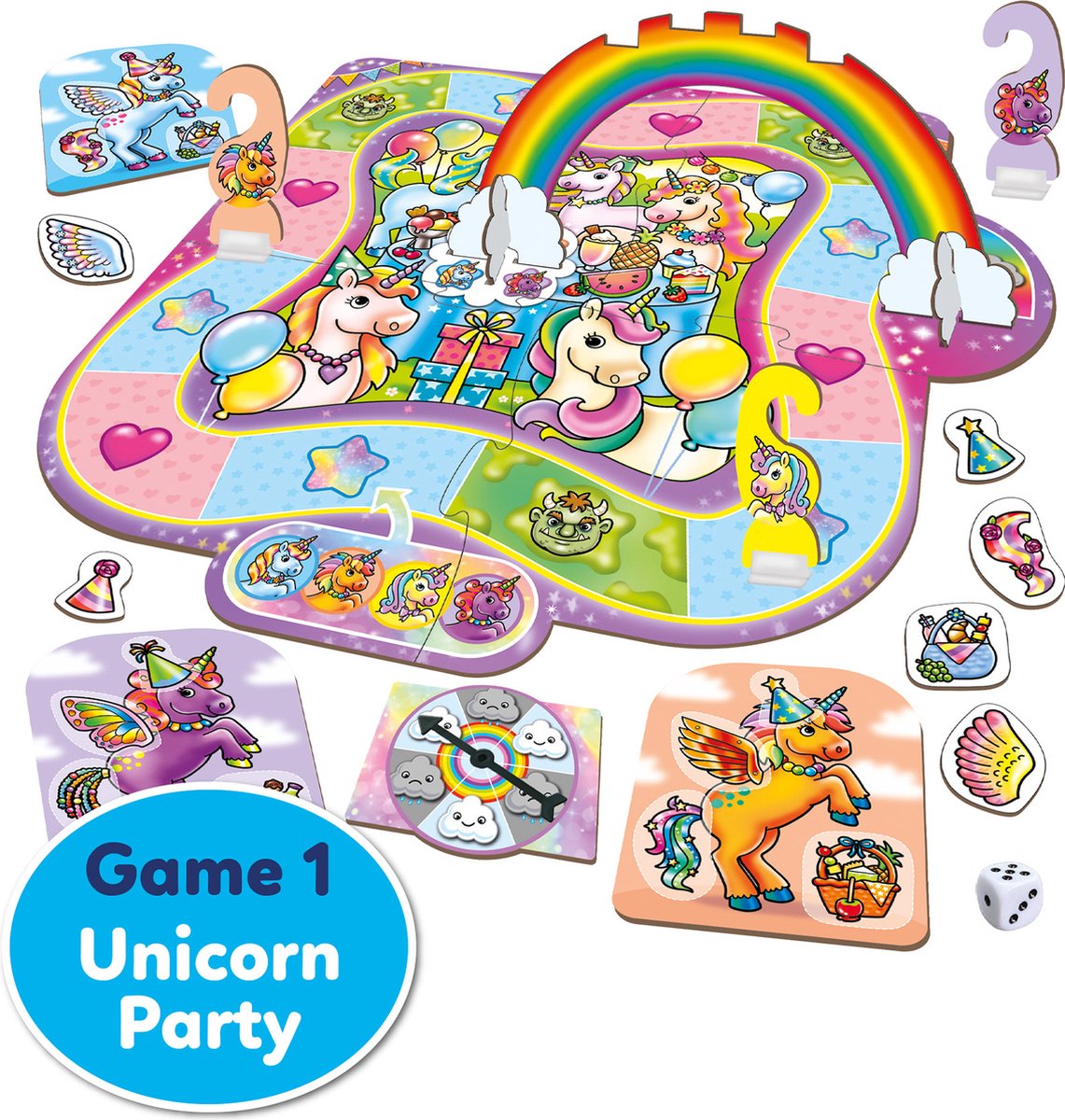 Orchard Toys - Unicorn Fun Game - 3 in 1 - koppel en geheugenspellen - eenhoorn thema - vanaf 4 jaar