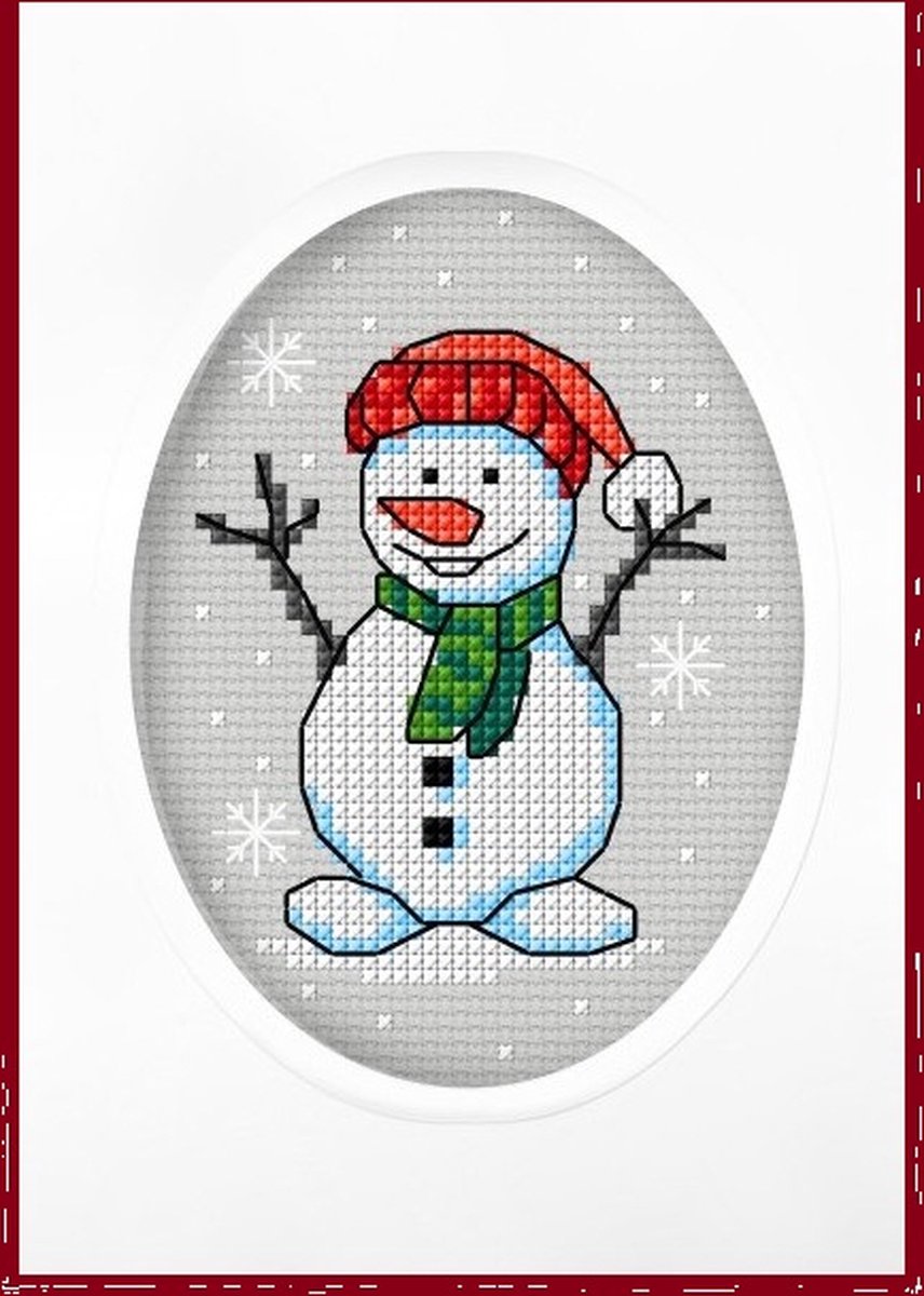 Borduurpakket KAART - Orchidea - Sneeuwpop - inclusief envelop en passepartout