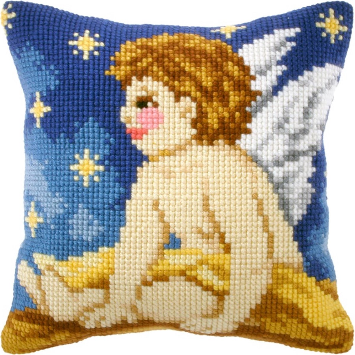 Borduurpakket KRUISSTEEK KUSSEN ORCHIDEA - Engeltje (2) - voorbedrukt canvas