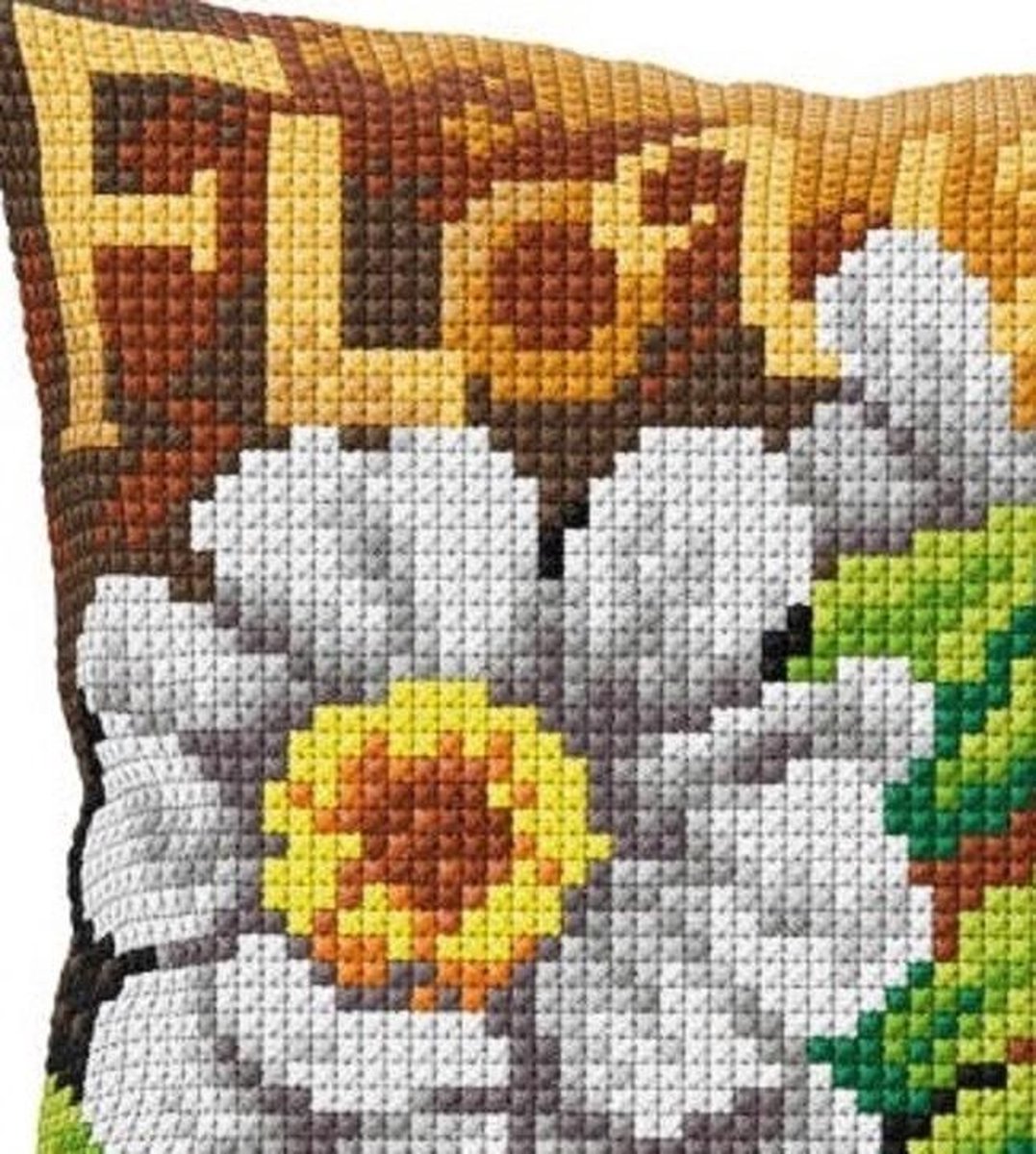 Borduurpakket KUSSEN kruissteek - ORCHIDEA - FLOWER 40 x 40 cm