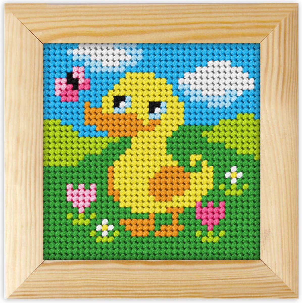 Borduurpakket voor kind - met lijstje - Orchidea - Eendje