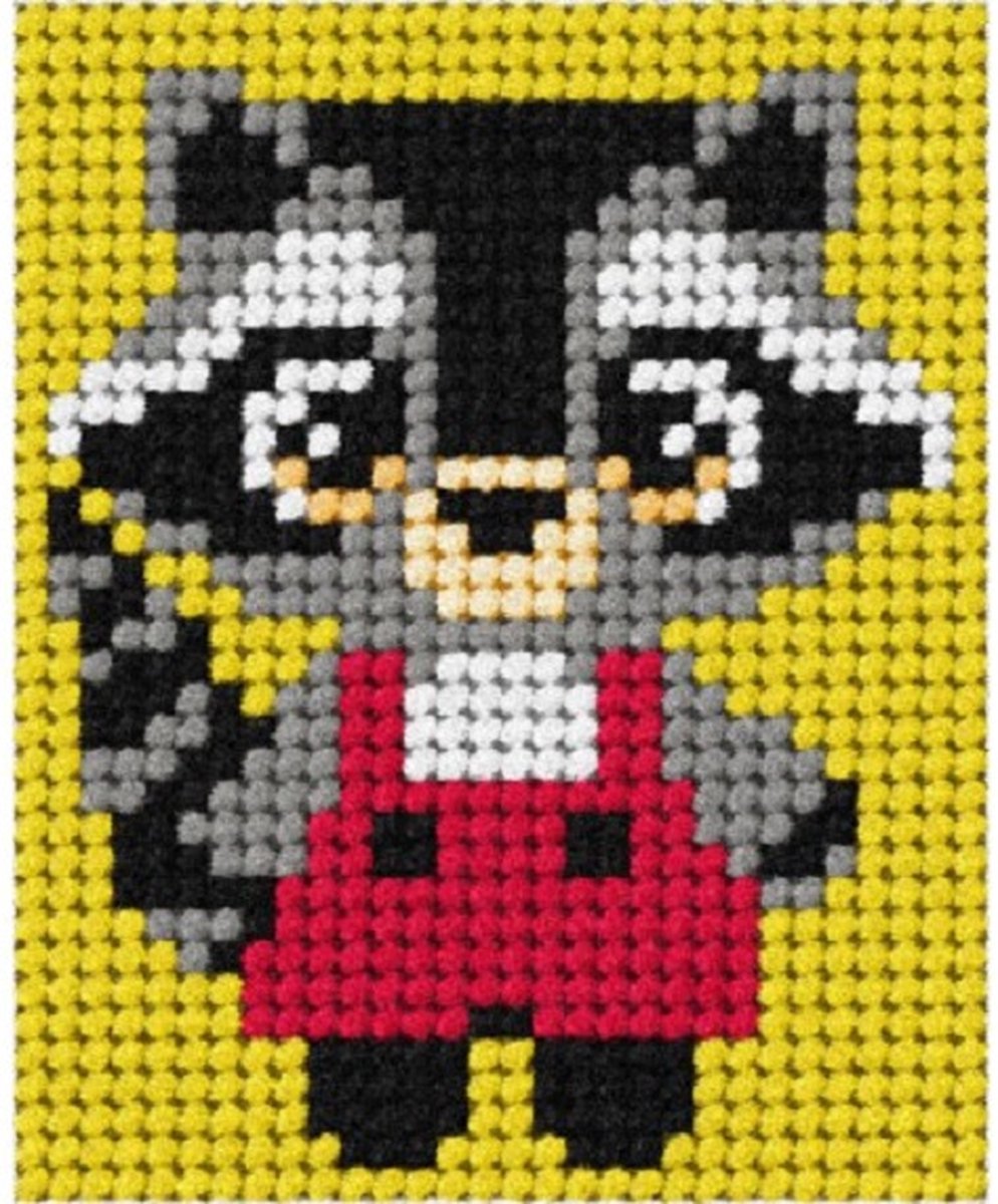 Borduurpakketje Orchidea - WASBEER - borduren voor kinderen - halve kruissteek