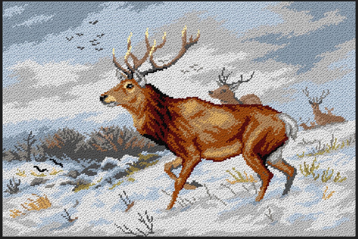 Borduurstramien Orchidea - After Carl Deiker - Stags in the Snow - 40 x 60 (STRAMIEN ZONDER GARENS)