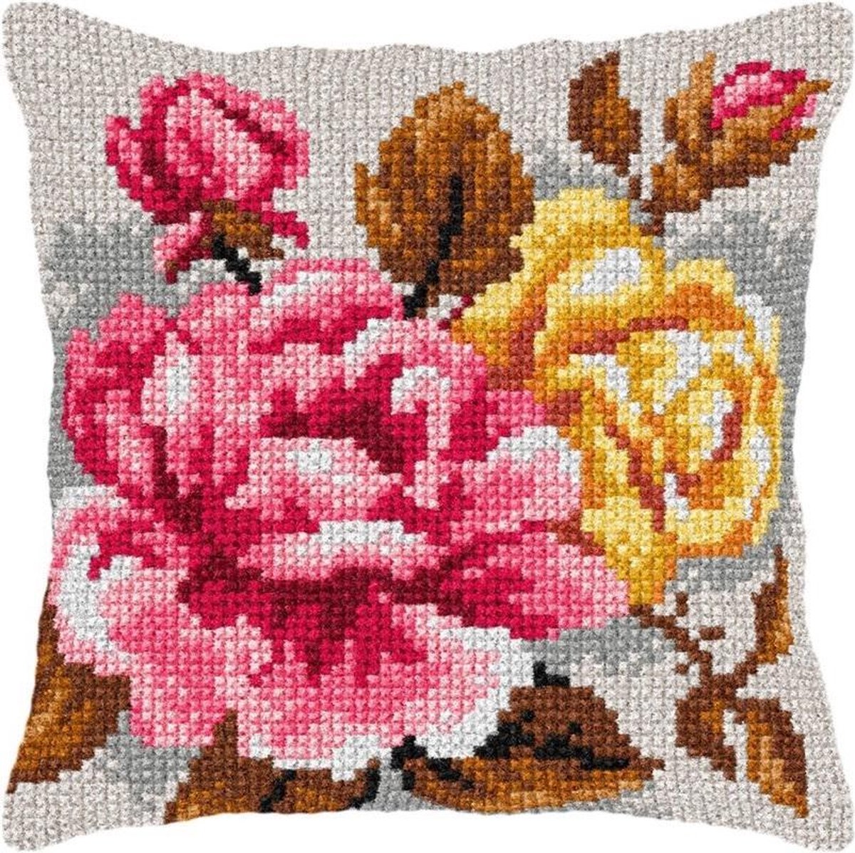 Kruissteekkussen ROOS - ORCHIDEA - 40 x 40 cm