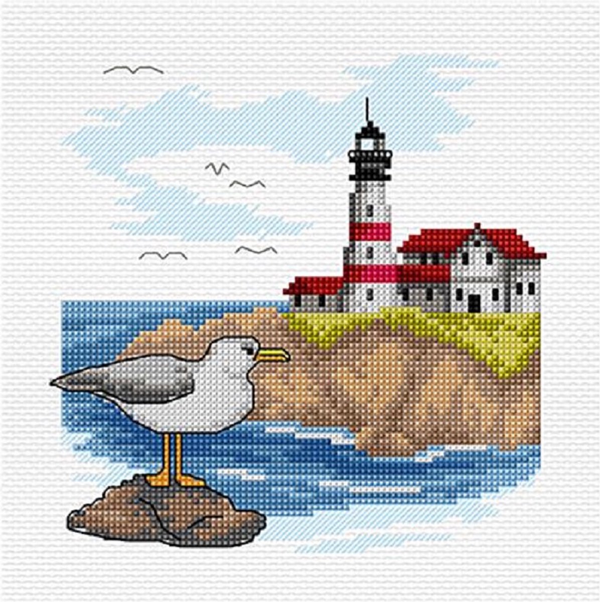 Orchidea borduurpakket landschap met vuurtoren 8901 telpatroon