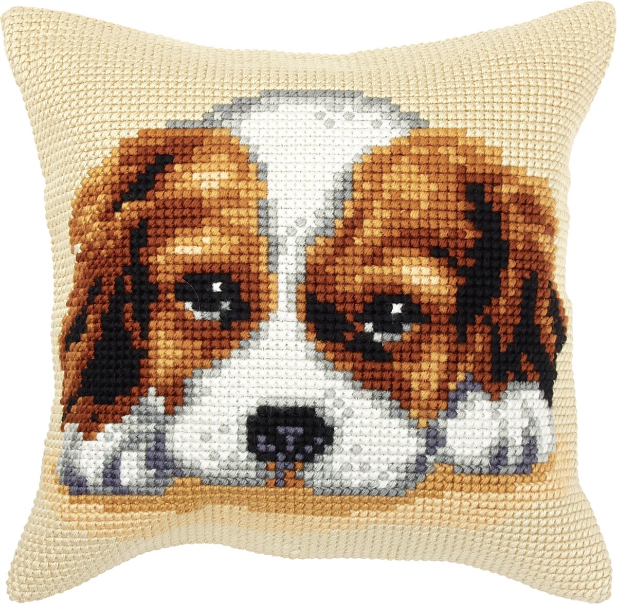 kruissteekkussen 9346 puppy is wakker