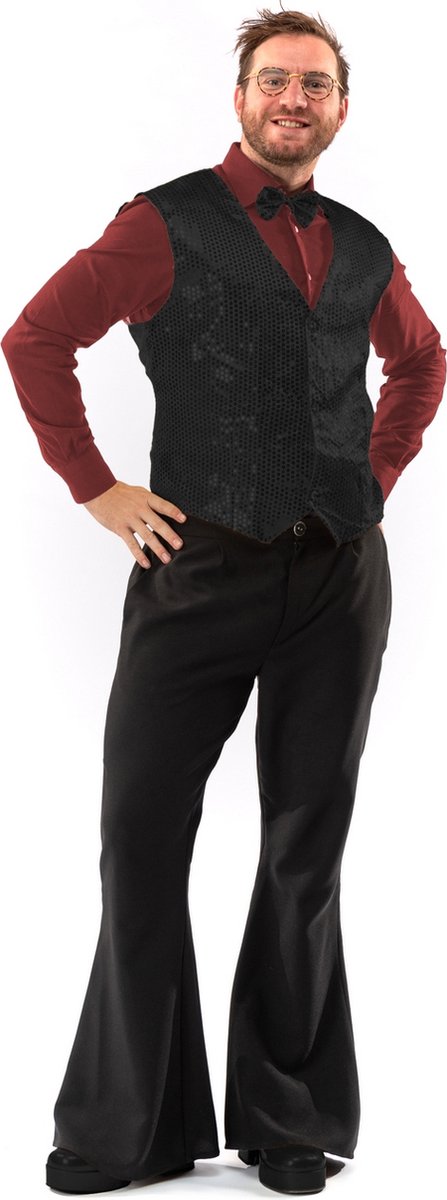 Paillettenvest Met Strik Black Shine Man