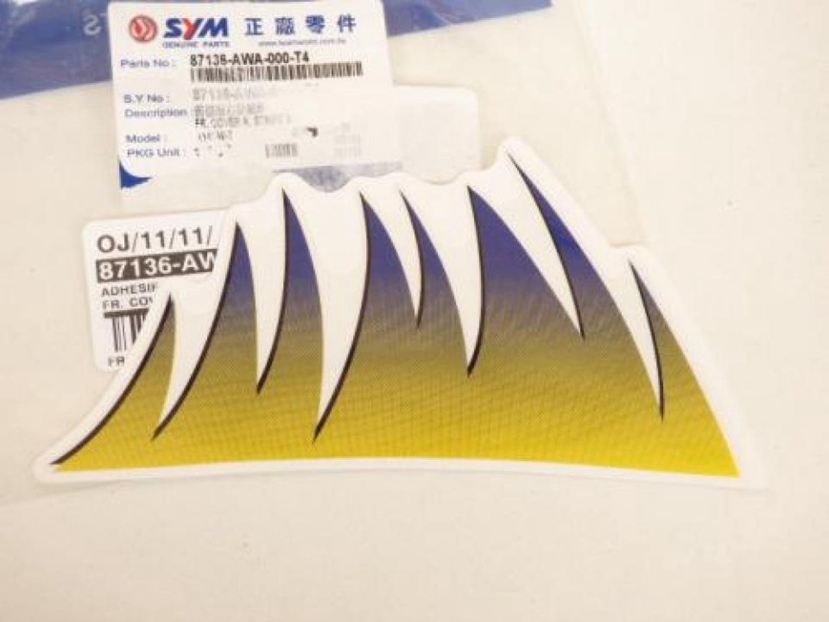 Autocollant stickers origine pour scooter Sym 50 Symphony 87136-AWA-000-T4 Neuf