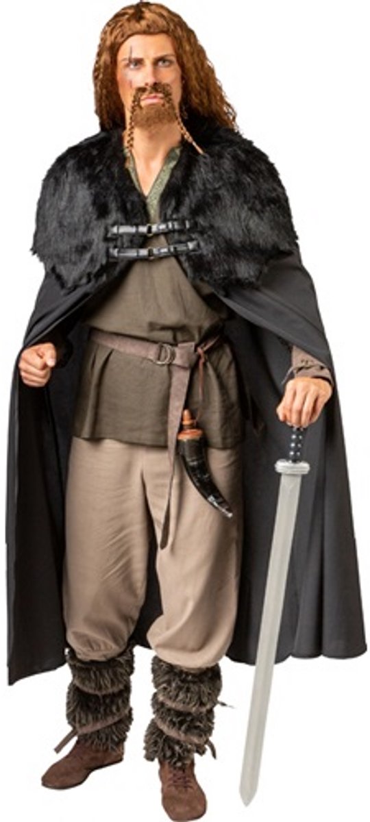 Cape zwart met zwarte bontkraag