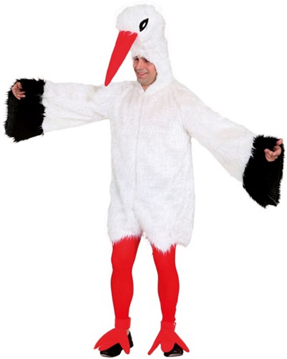 Ooievaar pak jumpsuit en schoenkappen