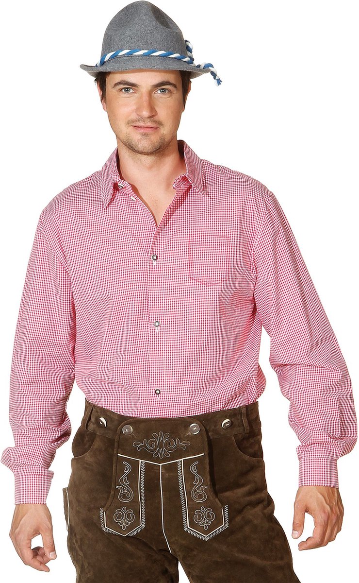 Rood/wit geblokt overhemd 58/60