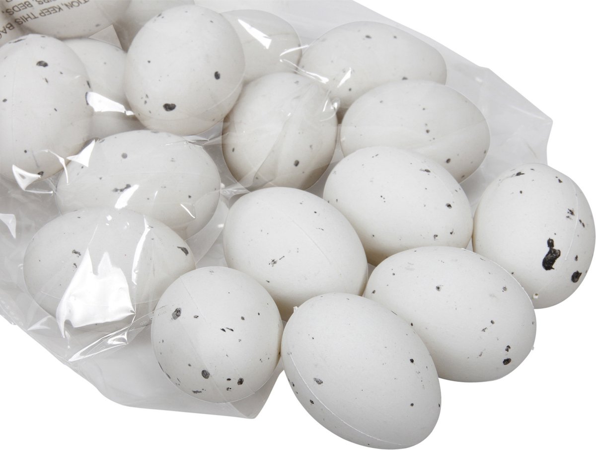 Othmar decorations Decoratie eieren Pasen - 24x stuks - plastic - H6 cm - wit