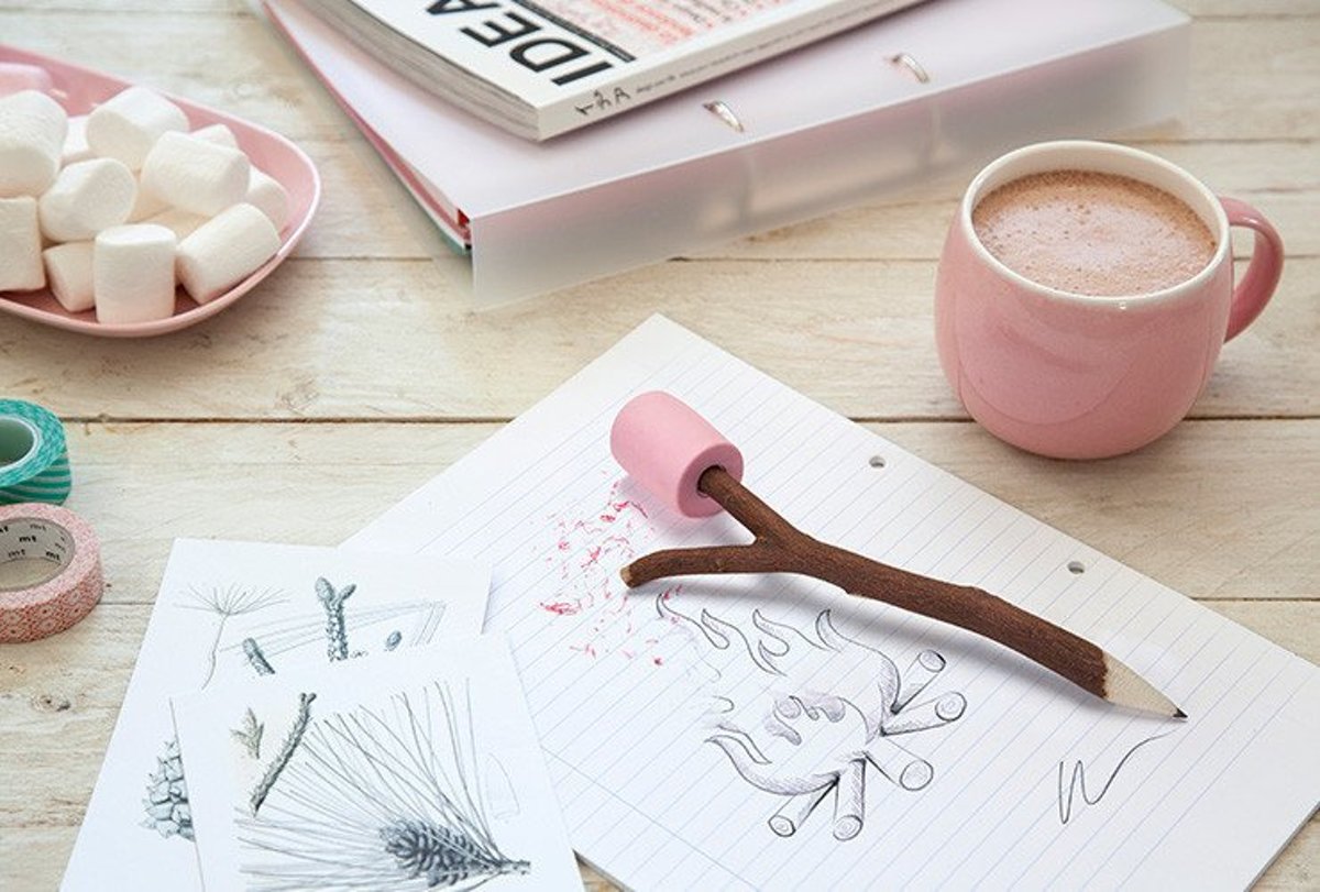 Marshmallow Potlood met gum!